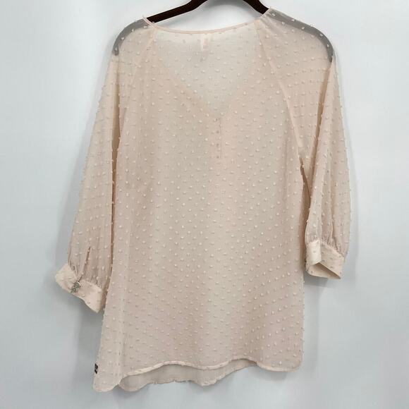 Matilda Jane Swiss Dot Blouse Size M Serendipity Sheer Textured Blush Cream - Picture 9 of 9